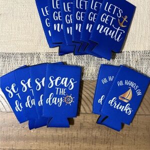 Blue Nautical Themed Drink Koozies